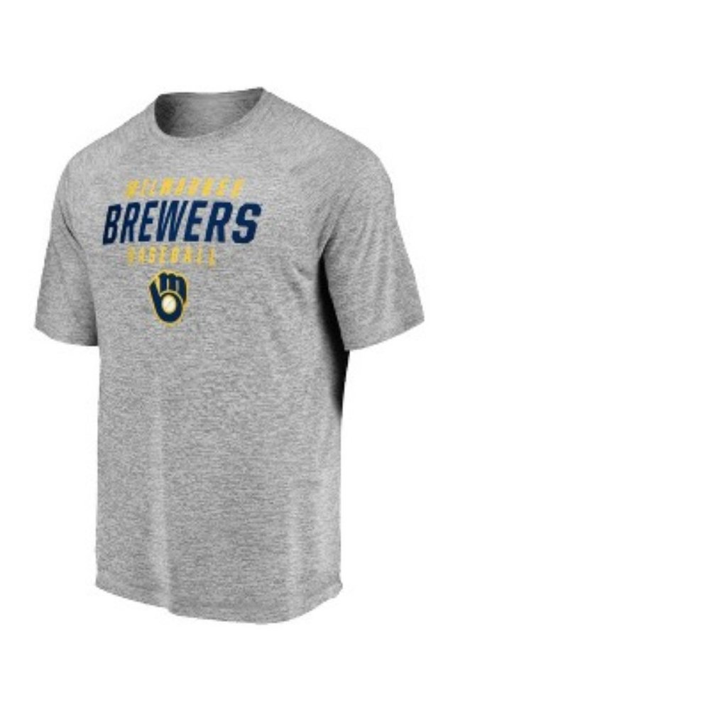 Milwaukee Brewers Men's Mad Dash Gray T-Shirt